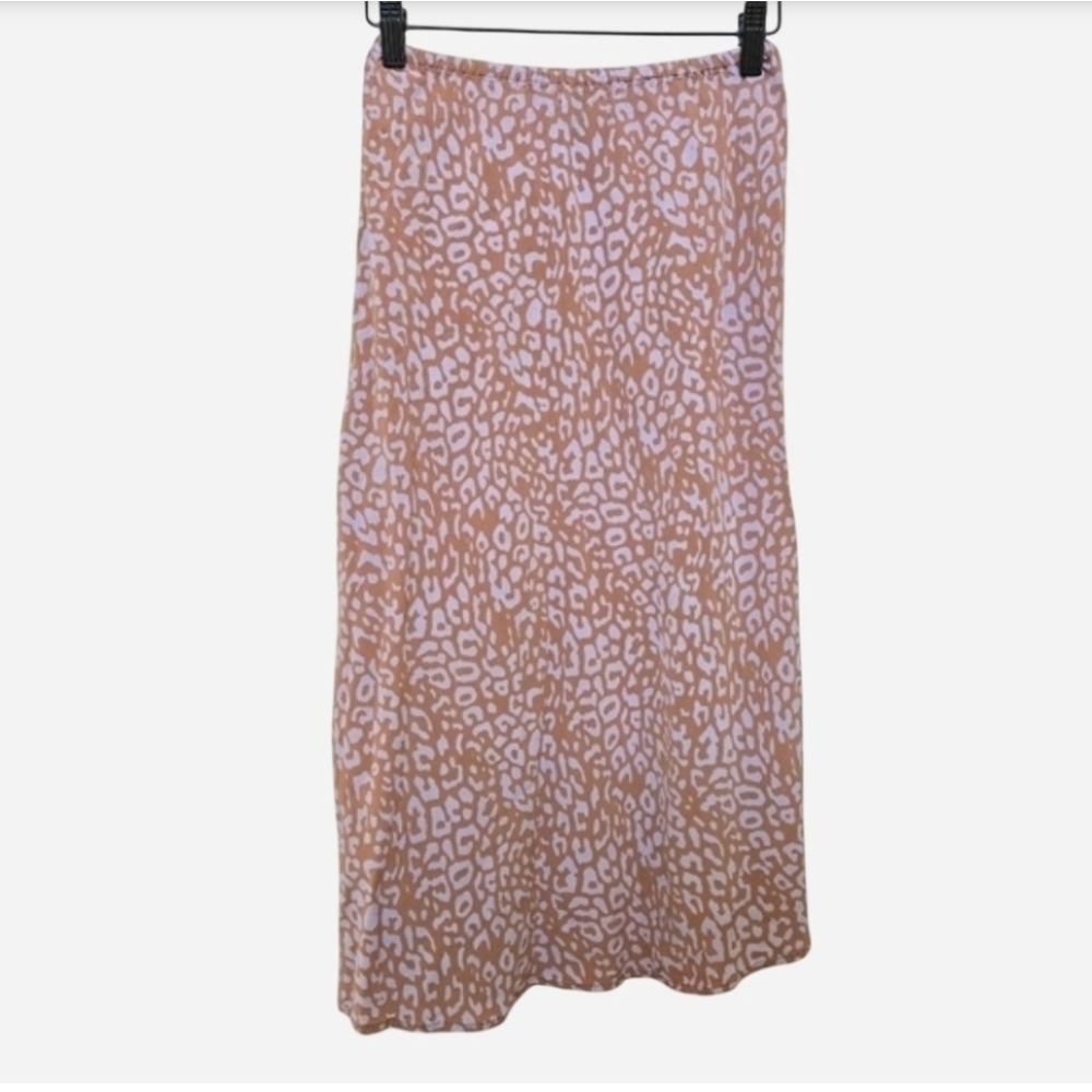 Motel Leopard Print Beige Purple Midi Skirt Size small - Picture 5 of 9
